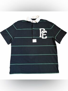 Public Enemy x Element Skateboard Co Men’s Polo Shirt Sz M Striped Black Green
